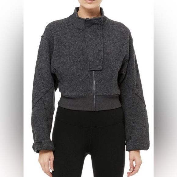 Alo Women's Gray Front Zipper Jacket size M.